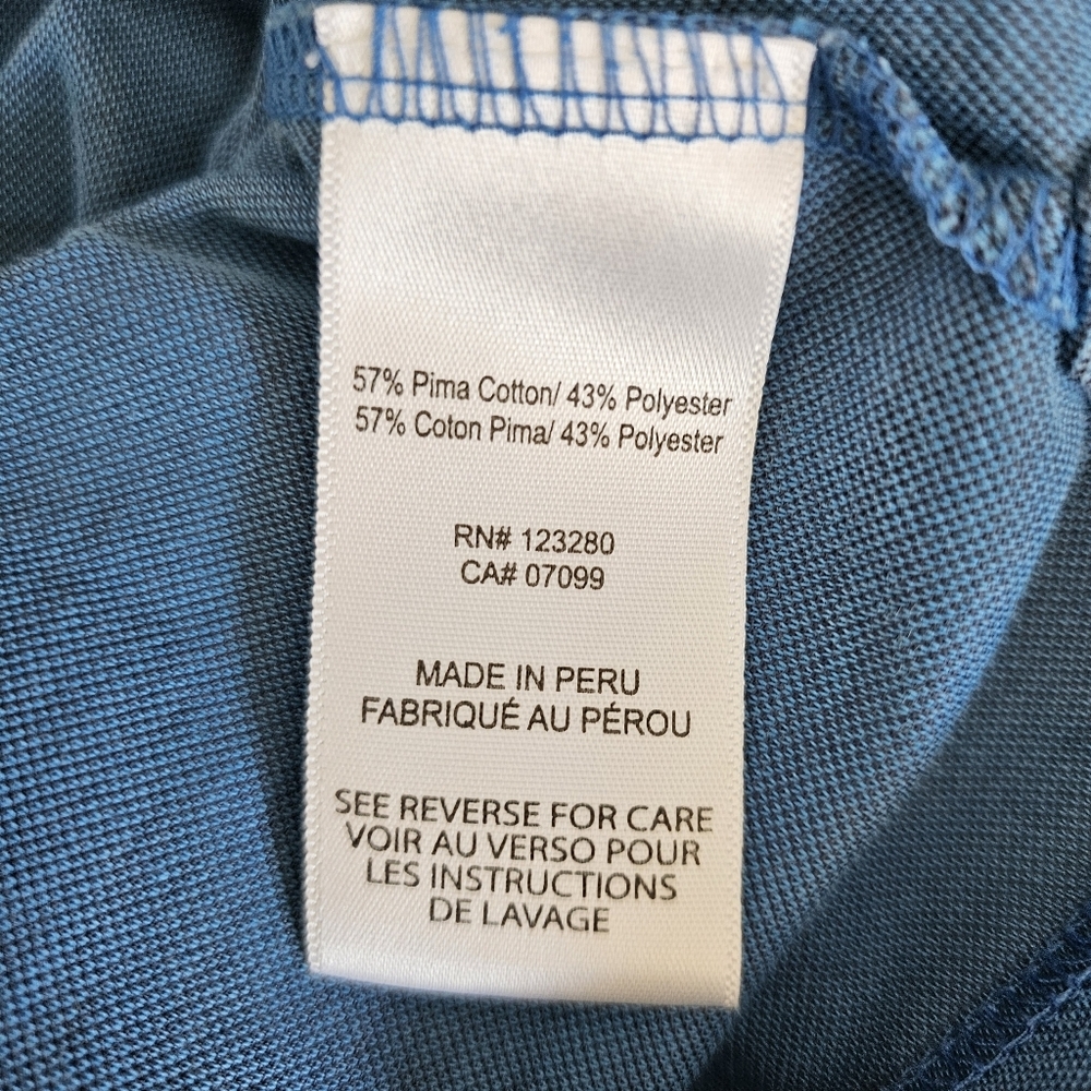 Travis Mathews Mens Polo blue Pima Cotton Large Chest stripe stretch comfort - Picture 6 of 8